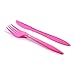 Produktbild Frau WUNDERVoll® 120TEILIGES EINWEGBESTECK ROSA, (60x Gabel + 60x Messer) / Einwegbesteck, Kunststoffbesteck, Messer, Gabel, Einwegbesteck, Besteck, Hochzeit, Kindergeburtstag, Partybesteck