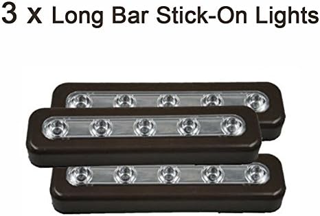 Stick on LED Lights-display cabinets-closets-under stair-bedroom-car boot-push motorhome holidays accessories parts led CARAVAN camping-new 3 black