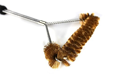 Santos dreiseitige Grillbürste 55 cm aus Messing für Gusseisen- und Edelstahlrost – Profi Bürste für Grillrost auf Gas- und Kohlegrills Reinigungswerkzeug - 4