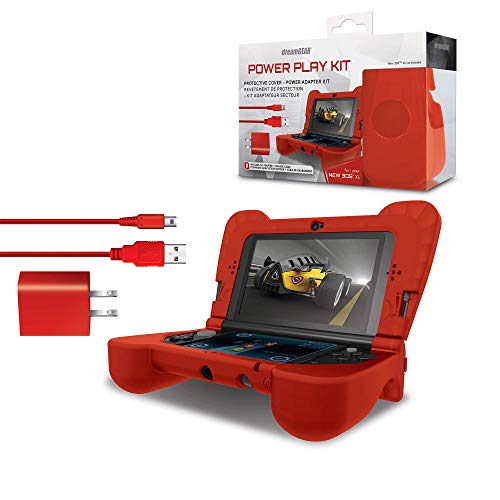 dreamGEAR - Kit de Juego de Potencia - Funda ergonómica Protectora de Silicona + Adaptador de CA + Cable de Carga para 3DS XL Talla única Rosso