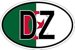 Akachafactory Autocollant Sticker Ovale Oval Drapeau Code Pays DZ Algerie