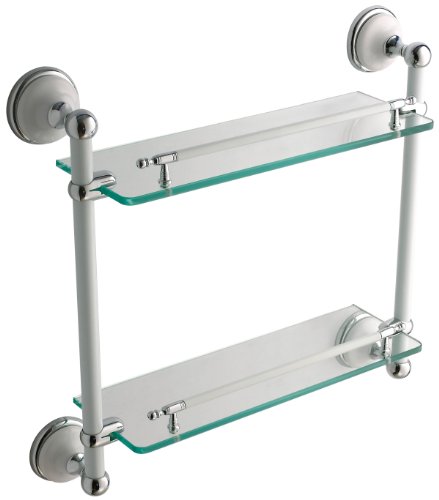 VELMA - 1026 - Wunderhübsches Glasregal in einem zeitlos eleganten Design - Aus unserer Serie Bianco - Hochglanz verchromt und aus hochwertiger Keramik - Kein Plastik - 100 % rostfrei - Premium Qualität !