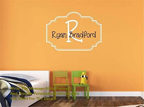 Wall Stickers Soccer for Kids Customised Name Frame Initial Letter Wall Decal for Nursery Kids Room Boys Girls Room