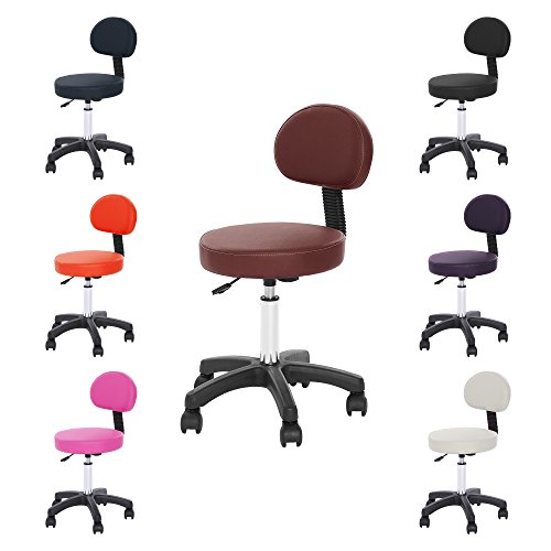 H-ROOT Sgabello Girevole Sedia per lettino de Messagio Terapia di Bellezza Sgabello da gas con Riparo Posteriore Rimovibile Sgabello da Gas Tatuaggio ad Altezza Regolabile (Vino Rosso)