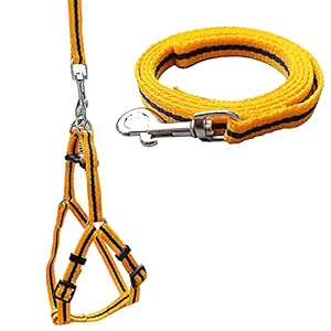 PetCeptual Nylon Dog Harness & Leash Set for Small Dogs & Puppies - Yellow