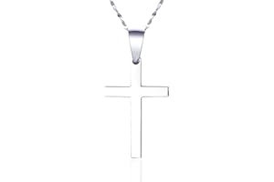 Halukakah 925 Sterling Silver Cross Necklace for Boys Teens - 18k Real Gold/Platinum Plated Small Cross Pendant with Chain - Complete with Bible Message Card and Gift Box -Meaningful Religious Jewelry