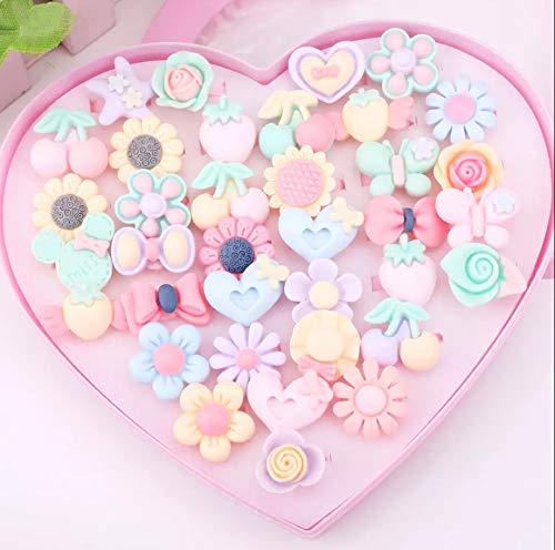 72 x Anelli Per Bambini Gioielli Di Lusso Per I Bambini Scatola Con Cuore Forma Regolabile Dimensione