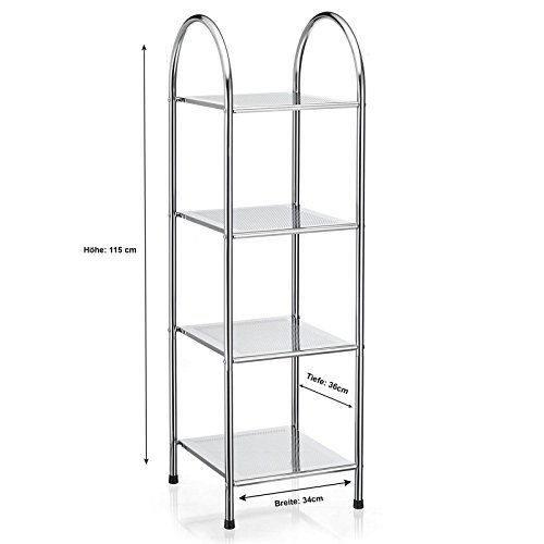 Badregal Standregal Haushaltsregal Handtuchregal SECA aus verchromtem Metall mit 4 Ablagen - 3