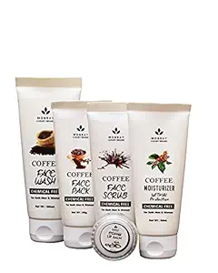 Mobray Face Kit with Essential Oils?Face Wash,Face Pack,Scrub,Moisturiser,Lip Balm-Premium Organic Skin Care Products?Refreshing Coffee Facial Kit for all Genders?No-Paraben/Sulfates?No harmful chemicals