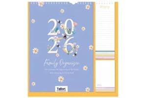 KAM LABELZ 2026 Family Organiser Month to View Calendar For “Me, You and the Kids”| with Shopping List, Notepad| Spiral Bound Wall Hanging| 5 Columns for organising Family| Christmas New Year Gift (Bees)