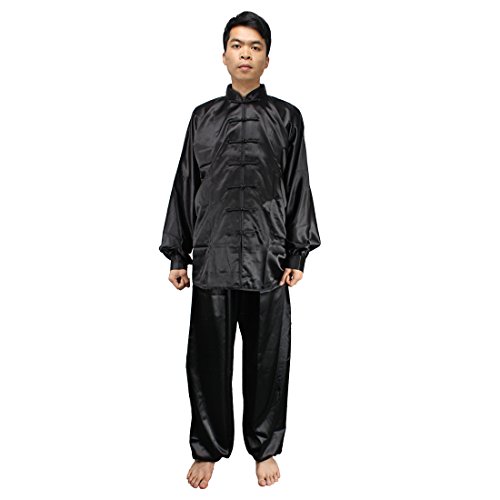Andux chinois traditionnels Tai Chi uniformes Kung Fu Vêtements Unisexe SS-TJF01 Noir