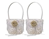 2 pcs Vintage yute lazo boda flores niña cesta flores jaula de caja
