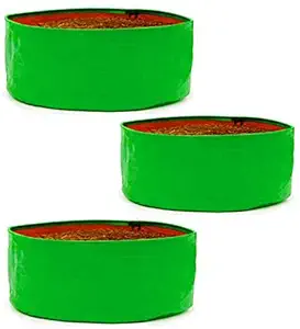 GROWTOP HDPE Terrace/Kitchen Gardening Round Shape Grow Bags - 12INCH  6INCH (Pack of 3)