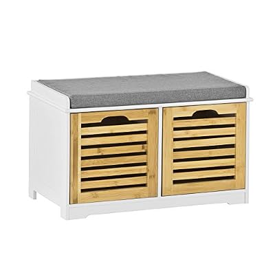 SoBuy® FSR23-K-WN Banc de Rangement avec coussin rembourré et 2 cubes, Meuble d'Entrée Commode à Chaussure Banquette confortable
