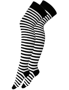 1 Paar coole Damen Overknee Strümpfe mit Ringel - OneSize 36-41