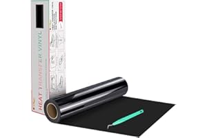 HTVRONT Heat Transfer Vinyl-12In x 20Ft(30.5X 610cm) Black Iron on Vinyl Roll,HTV Vinyl Roll for T-Shirt Clothing and Other Fabrics(Black)