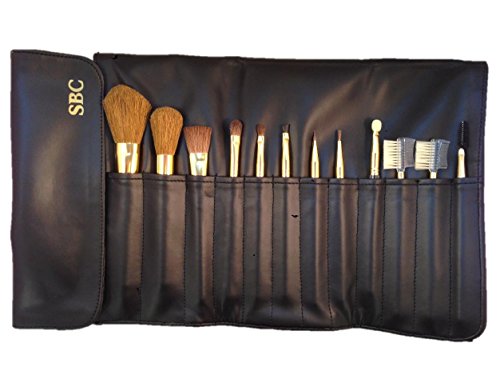 SBC Professional Make Up Brushes Set 12 Piece Essential Professional Cosmetics Makeup Brush Kits in Deluxe Soft Wallet Travel Pouch SBC126