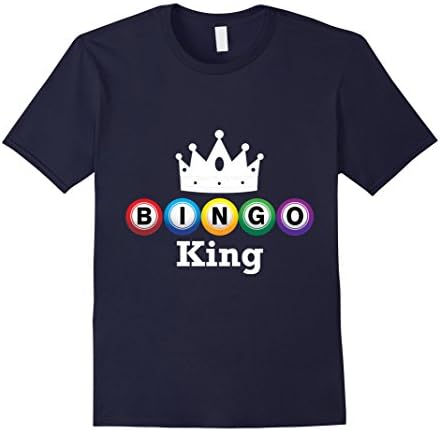 Men's Bingo King Tshirt Players Fill in Bingo Card to Win Prizes Small Navy