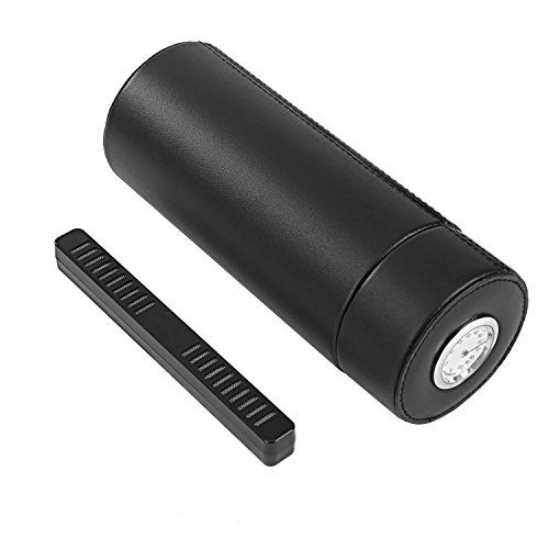 Zigarrenetui, Zedernholz gefüttert tragbar Reise Leder Zigarre Humidor mit Befeuchter (schwarz) - 4