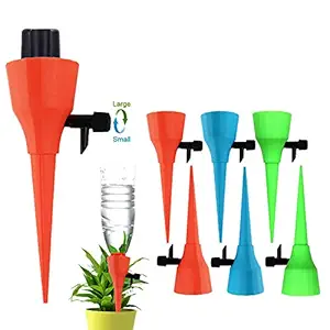 OZMI Plant Self Watering Spikes Devices, 6 Pack Automatic Irrigation Equipment Plant Waterer with Slow Release Control Valve, Adjustable Water Volume Drip System for Home and Vacation Plant Watering