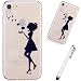 Produktbild iphoneSE/5/5S Hülle Case WYRHS Weiseentwurf TPU Schützende Abdeckung Anti-verkratzender Beutelkasten Freier Entwurf druckte Plastik schützende einfache Muster-Schwarzes Mädchen+Metall Berühren Stift