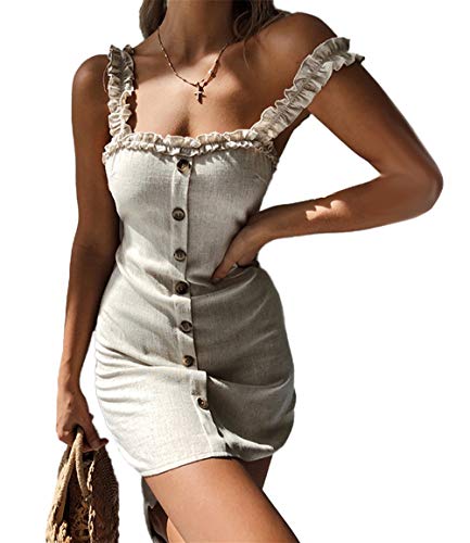 Ajpguot Verano Mujer Apretado Corto Vestidos Elegante Bodycon Vestidos de Fiesta Sexy Sin Respaldo Vestido de Partido Color Sólido Sin Mangas Vestido de Cadera