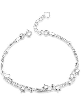 Elegantes Armband mit kleinen Sternen und Perlen, 925erSterlingsilber, Damenarmband