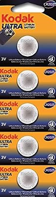 Kodak Piles Bouton Ultra Lithium cR2025 3 V Batterie - Vendu par Lot de 5