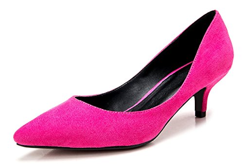 Women's Elegant Pointy Toe Pumps Slip On Kitten Heels For Wedding Party  Office Stiletto Shoes Rose Ve Size EU42