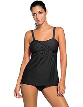 Zwei Stück Bademode Damen Gepolstert Ohne Verstärkung Tankini Mit Hotpants Set BH Sport Yoga Fitness 42 44 46...