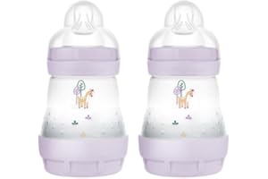 MAM Easy Start Lot de 2 biberons anti-coliques (2 x 160 ml) | Auto-stérilisants | Tétines MAM débit lent | Taille 1 | Essentiels pour nouveau-né | Rose