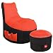 Produktbild GAMEWAREZ Classic Fire Gaming Sitzsack Set, Made in Germany, für PS4, XBOX360, XboxOne, Nintendo DS, Nintendo Switch, Smartphone. Schwarz mit roter Mesh-Oberfläche, Tasche und Kopfhörerhalterung