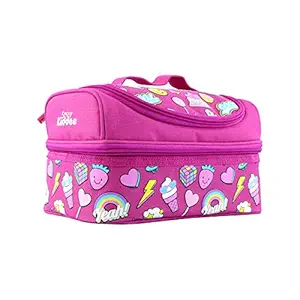 SMILY KIDDOS Kids Polyester Printed Double Decker Lunch Keeper (Pink)