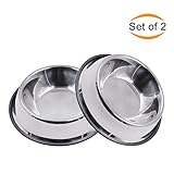 2 comederos de acero inoxidable: Juego de 2 comederos de resistente acero inoxidable para cachorros, perros, gatos u otras mascotas.