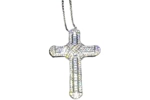 OBCPD Long Diamond cz Cross Pendant Real 925 Sterling Silver Wedding Pendants Necklace For Women men Anniversary Jewelry