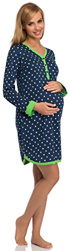 Cornette Maternity Nightdress 654/09 (Darkblue/Green, L)
