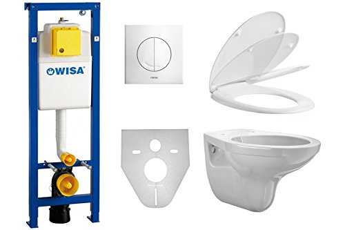 WC-Vorwandelement SET WISA Excellent XS BB 38 + Marken WC Keramik + Platte weiß + WC Sitz Absenkautomatik