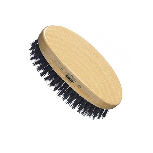 Kent Finest Men's Range Military Style Oval Beech Wood Natural Bristle Brush  Black