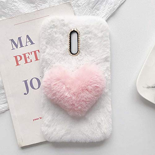 YHY Linda Funda Teléfono con Forma Corazón Felpa para Nokia 5 Funda Teléfono Romántica Creativa Moda Blanca