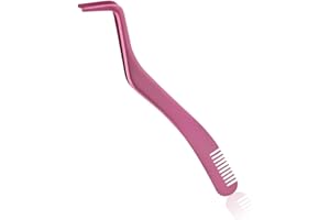 GUNWON 1pcs Eyelash Applicator,2 in 1 Eyelash Applicator Tool,Lash Tweezers Strip Lashes,Double Ended Eyelash Tool with Built in Lash Comb for Precise Lash Application, Curved Eyelash Tweezers Nipper(Pink)