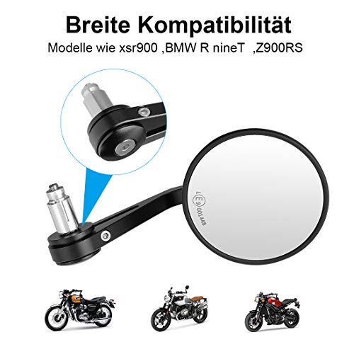 2 Lenkerendenspiegel Motorrad Spiegel E-geprüft Seitenspiegel und 4 LED Motorrad Mini Blinker Lauflicht Universal für TV MT 07 MT 09 S1000 FZ8 G310R R1200 GSXR 690 Z750 Z1000 ...