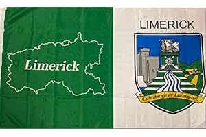 Limerick GAA Official Flag - 5 x 3 FT - 100% Polyester With Eyelets Banner - Crested Irish Gaelic Football Hurling Ireland FlagSuperstore
