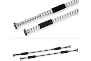 HomeZone Chrome Finish Door Gym Adjustable Pull Up Bar Doorway Workout Gym Equipment - Strong and Durable Home Gym Abs Upper Body Fitness Equipment for Strength Training Upper Arms Chin Up Bar