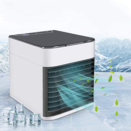 WSGQLT Raffreddatore d'aria personale, condizionatore d'aria 4 in 1, mini ventilatore USB Evaporatore umidificatore con 7 colori LED, ventola di raffreddamento portatile per l'ufficio