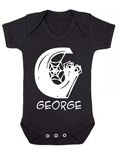 Personalised Cobweb Letter With Name Cute Custom Baby Halloween Baby Onesie Vest