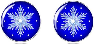 Tizi Jewellery 925 Sterling Silver Blue Snowflake Design Earring Studs 12 mm Handmade for Ladies and Girls Perfect Christmas Gift or for Party