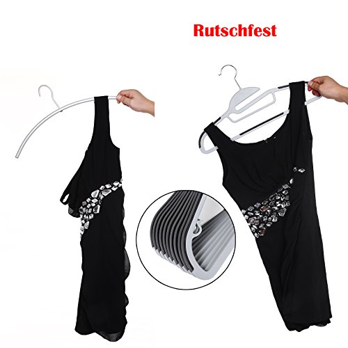 Songmics 20 Stück 0,5 dick Kleiderbügel dünn Antirutsch für Kleidung/Anzug/Jacke/Krawatte, aus hochwertigem Kunststoff, Grau CRP41G - 5