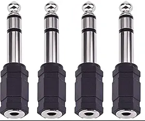 Ukking 3.5mm Female to 6.5mm Male Headphone Audio Stereo Adapter Plug Converter Jack for Electric Guitar, Amplifier, Piano, Keyboard, etc (Pack 4)