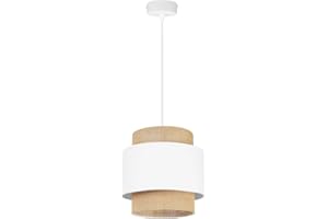 LIGHT HOME LH Light-Home Boho Lampara de Techo Colgante - Lampara de Techo Modernas para Salón Dormitorio y Cocina - de Metal con Pantalla de tela - E27-1 Luce - Blanco y Yute