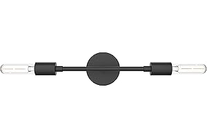 Klighten Aplique Espejo Baño Vintage con 2 Luces, Lámpara de Espejo Baño de Hierro Negro, Aplique Pared, Luz de Espejo de Baño, Largo: 40cm/15,75 Pulgadas, Casquillo E27, Bombilla no Incluida